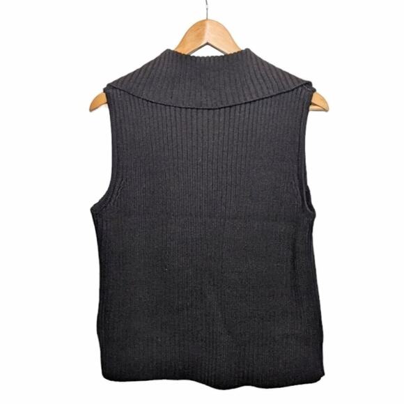 Vintage suede leather and knit vest zip front embroidered black red size S - Picture 2 of 3